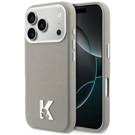 KARL LAGERFELD case for IPHONE 17 Pro compatible with MagSafe KLHMP17L5PGFKHGG (PU FW W/ KHead Logo) gray