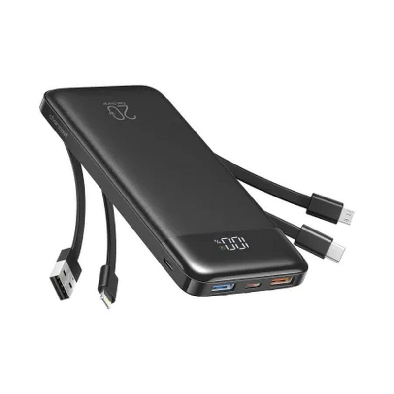 Powerbank Charmast W2065 PD3.0 3A 22,5W 20000 mAh with built-in cables USB A / USB C / Lightning / Micro USB black Powerbank Charmast W2065 PD3.0 3A 22,5W 20000 mAh with built-in cables USB A / USB C / Lightning / Micro USB black