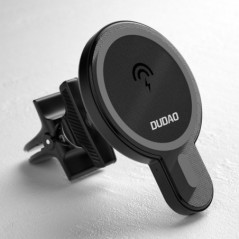 Dudao magnetic car phone holder wireless Qi charger 15 W (MagSafe compatible for iPhone) black (F13)