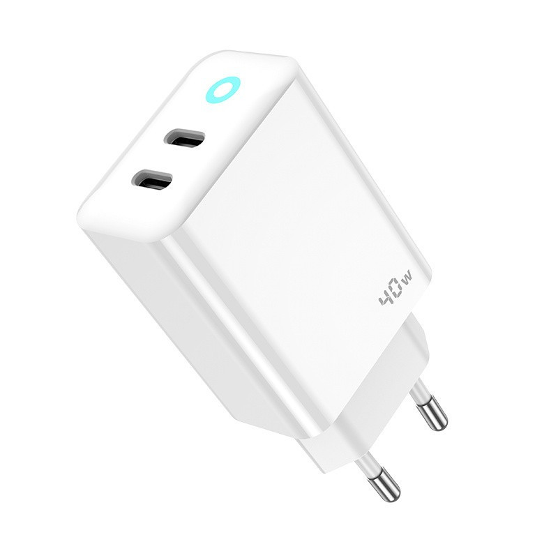 CHARGER USB-C + CABLE USB-C 40W 2 PORTS JELLICO EU19 GaN