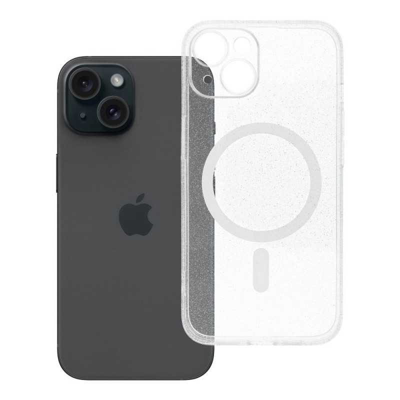 Case for iPhone 14 Clear Mag Cover (STR / CAMERA PROTECTION) compatible with MagSafe transparent glitter