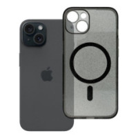 Case for iPhone 14 Clear Mag Cover (STR / CAMERA PROTECTION) compatible with MagSafe black glitter