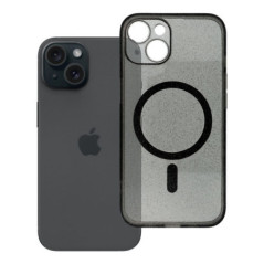 Case for iPhone 14 Clear Mag Cover (STR / CAMERA PROTECTION) compatible with MagSafe black glitter