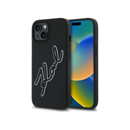 KARL LAGERFELD case for IPHONE 15 KLHCP15S3DRKSDLK (3D Rubber Signature) black