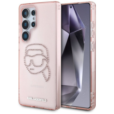KARL LAGERFELD case for SAMSUNG S25 Ultra KLHCS25LHKHDCELP (IML Rhinestones K Head) pink