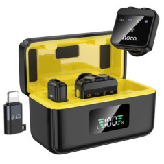 Wireless lavalier microphone Lightning / USB C Hoco 2 pcs L17 black