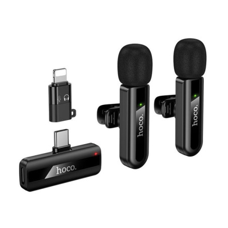 Wireless double microphone Lightning / USB C Hoco L20A black