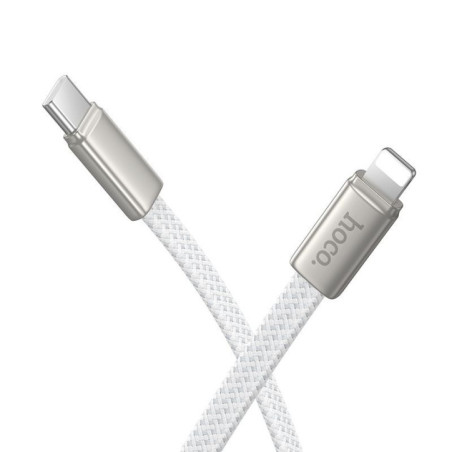 Flat Cable USB C to Lightning Hoco PD 30W 1 m X125 white