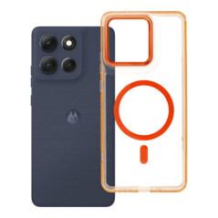 Case for MOTOROLA G86 Frame Clear Hybrid Mag Cover compatible with MagSafe hermes orange