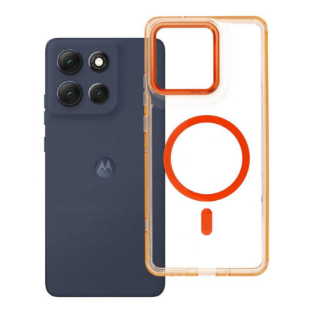 Case for MOTOROLA G86 Frame Clear Hybrid Mag Cover compatible with MagSafe hermes orange