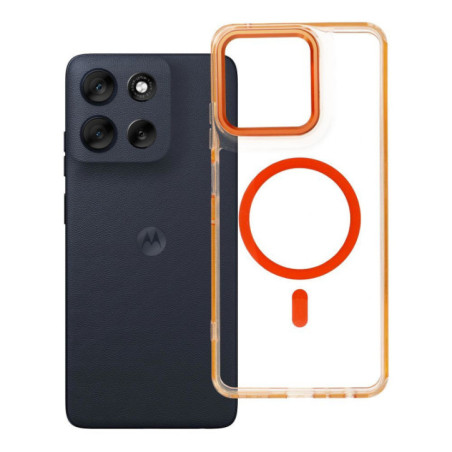 Case for MOTOROLA G56 Frame Clear Hybrid Mag Cover compatible with MagSafe hermes orange