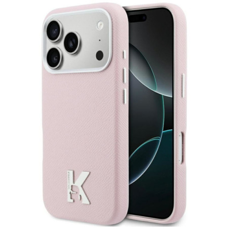 KARL LAGERFELD case for IPHONE 17 Pro Max compatible with MagSafe KLHMP17X5PGFKHGP (PU FW W/ KHead Logo) pink