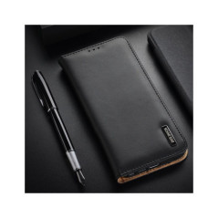 Dux Ducis Hivo Leather Flip Cover Genuine Leather Wallet For Cards And Documents für Samsung Galaxy S22 Ultra Black