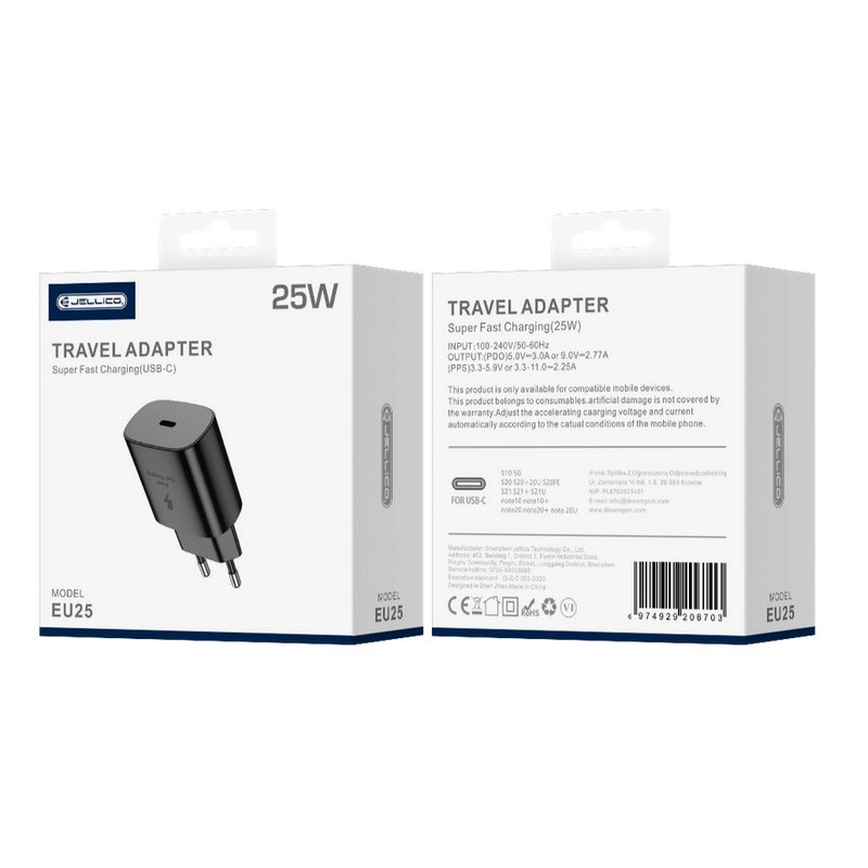 CHARGER USB-C 25W JELLICO EU25 black