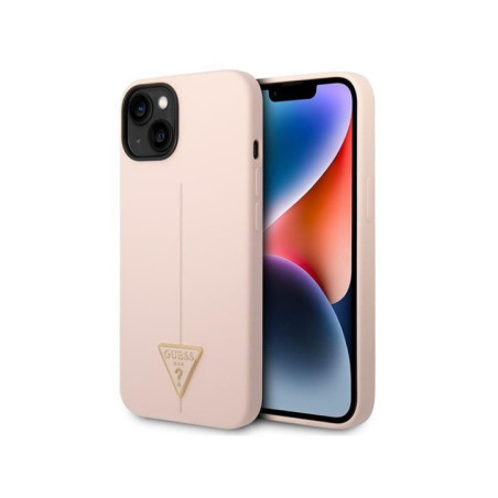 GUESS case for IPHONE 13 / 14 / 15 GUHCP14SSLTGP (Silicone Triangle) pink
