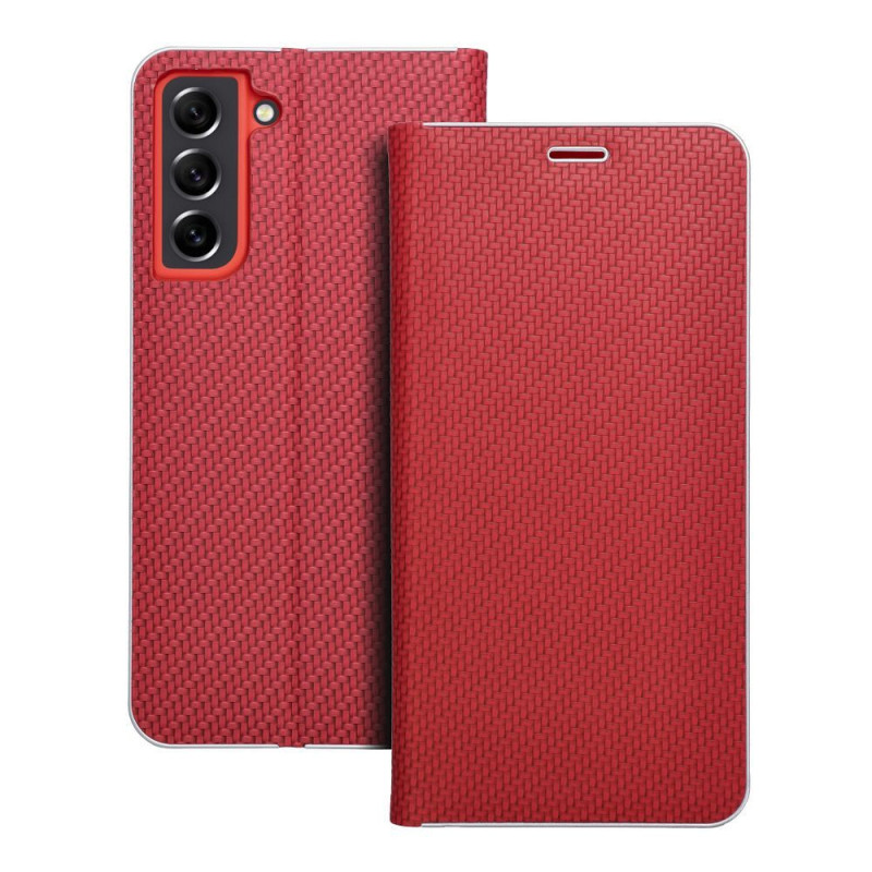 Flip case for Samsung S21 FE Luna Book Carbon red