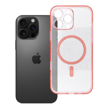 Case for iPhone 16 PRO MAX Clear Mag Cover (STR / CAMERA PROTECTION) compatible with MagSafe pink glitter