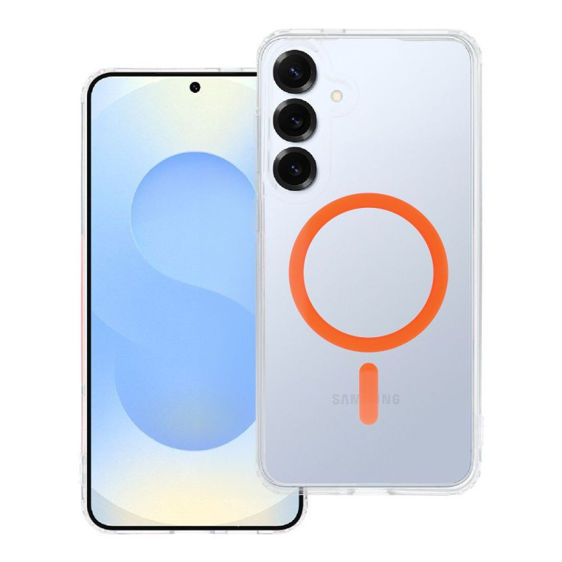 Case for Samsung S25 PLUS Drop Glue Colorful Ring Mag Cover compatible with MagSafe orange