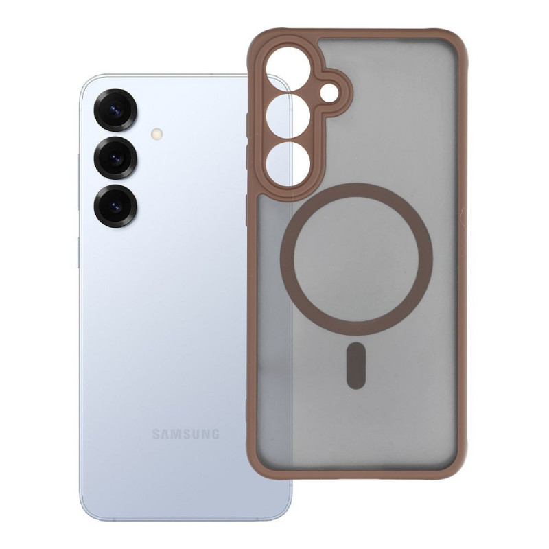 Case for Samsung S25 PLUS Full Matte Mag Cover compatible with MagSafe brown