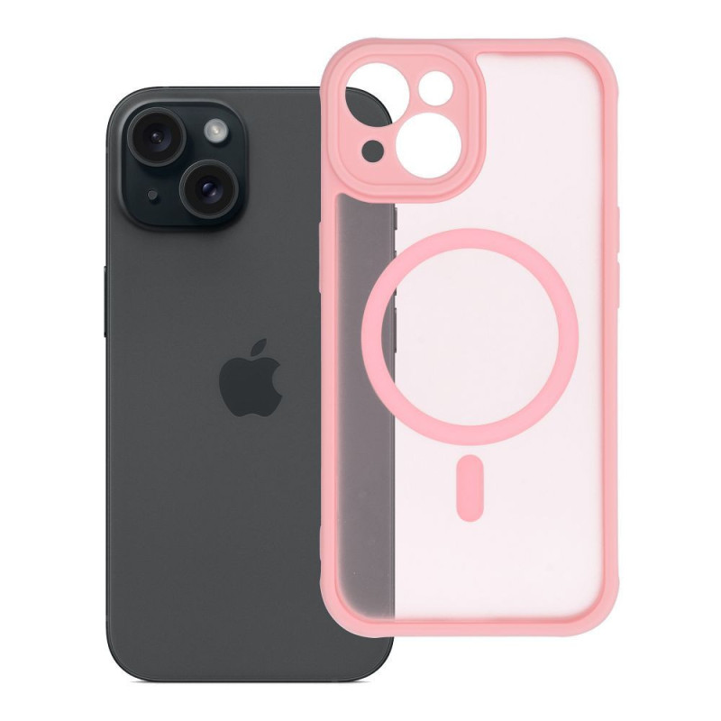 Case for iPhone 15 Full Matte Mag Cover compatible with MagSafe light pink