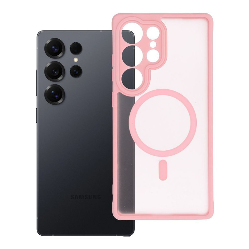 Case for Samsung S25 ULTRA Full Matte Mag Cover compatible with MagSafe light pink