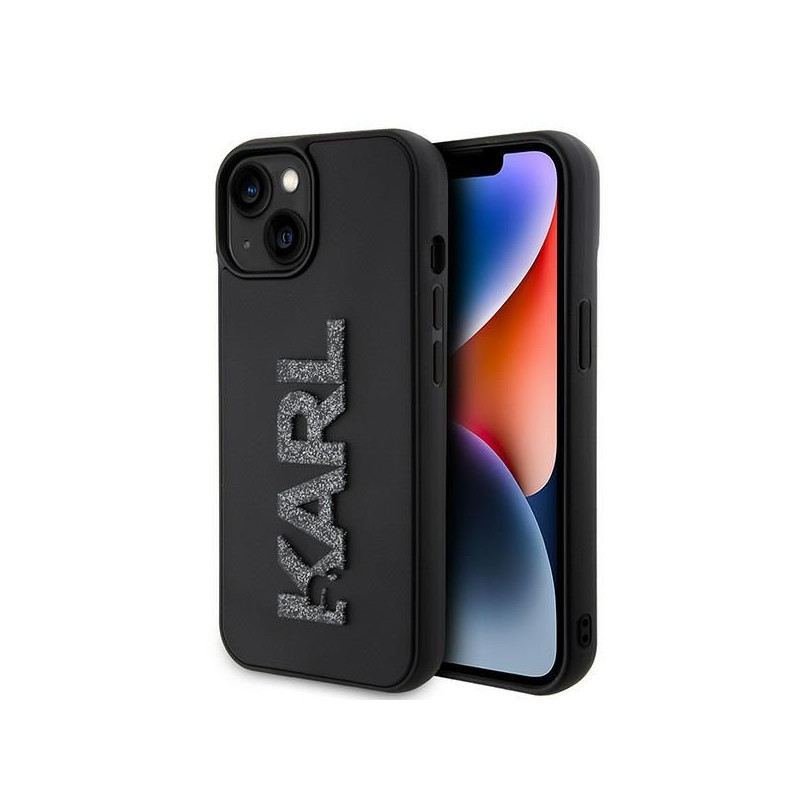 KARL LAGERFELD case for IPHONE 15 KLHCP15S3DMBKCK (3D Logo Glitter) black
