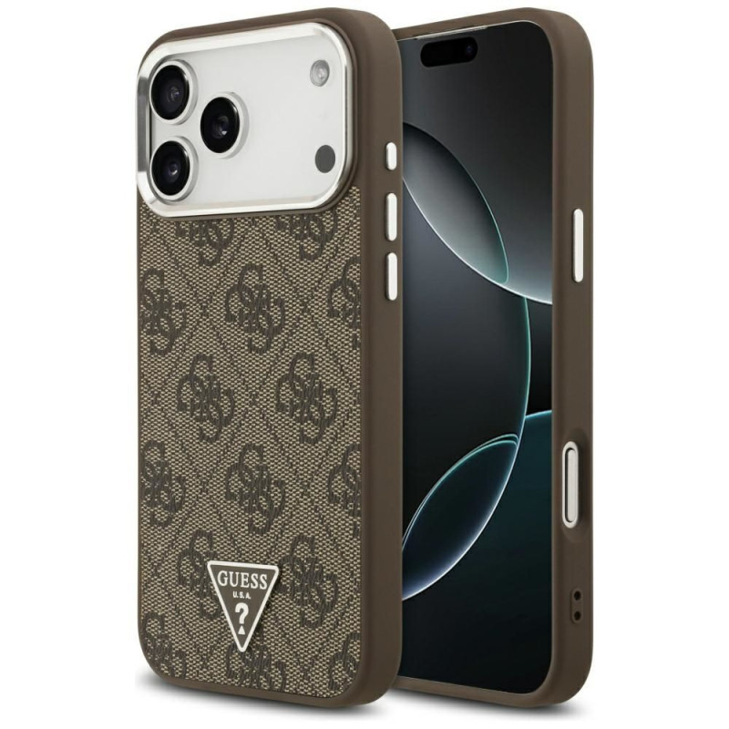 GUESS case for IPHONE 17 Pro Max compatible with MagSafe GUHMP17XP4TSRCMW (PU 4G W/Triangle Logo SL) brown