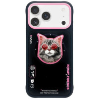 NIMMY case GLASSES COOL CAT compatible with MagSafe for IPHONE 17 Pro Max black pink