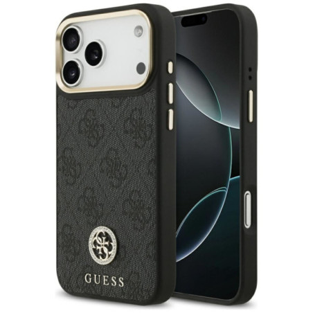 GUESS case for IPHONE 17 Pro Max compatible with MagSafe GUHMP17XP4GRMDEK (PU W/ 4G Strass Logo) black