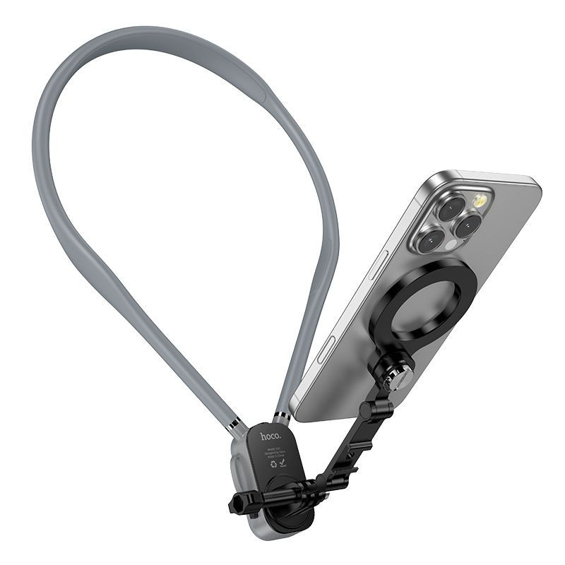 Neck magnetic phone holder Hoco K31 black gray