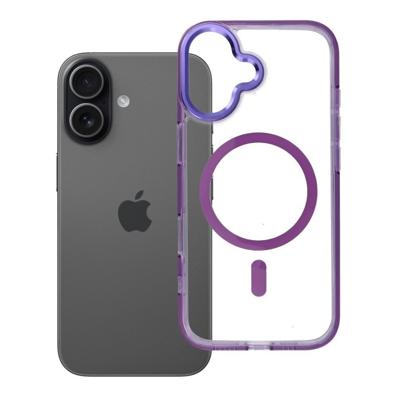 Case for iPhone 17 Frame Clear Hybrid Mag Cover compatible with MagSafe purple