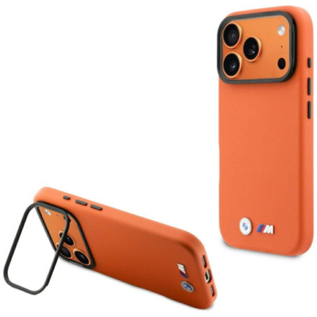 BMW case for IPHONE 17 Pro Max compatible with MagSafe BMHMP17X25PFWKCKO (PU W/ Metal Logo) orange