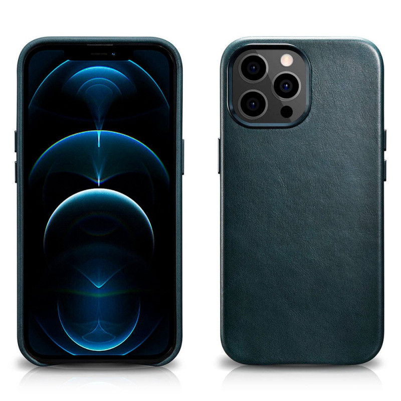 iCarer Oil Wax Premium Real Leather Case (MAGSAFE-kompatibel) black für Apple iPhone 13 Pro