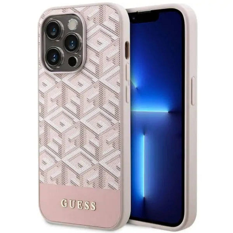 GUESS case for IPHONE 14 Pro compatible with MagSafe GUHMP14LHGCFSEP (GCUBE Stripes) pink GUESS case for IPHONE 14 Pro compatible with MagSafe GUHMP14LHGCFSEP (GCUBE Stripes) pink