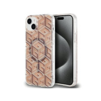 GUESS case for IPHONE 15 compatible with MagSafe GUHMP15SHGCUSTGW (IML GCUBE) brown