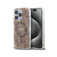 GUESS case for IPHONE 15 Pro compatible with MagSafe GUHMP15LHGCUSTGW (IML GCUBE) brown