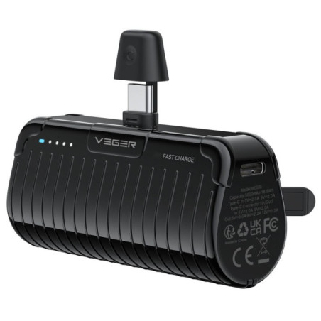 Powerbank Veger PlugOn (W0558) PD QC3.0 3A 20W 5000 mAh with a built-in connector Type C
