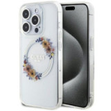GUESS case for IPHONE 15 Pro compatible with MagSafe GUHMP15LHFWFCT (Flowers Wreath)  transparent