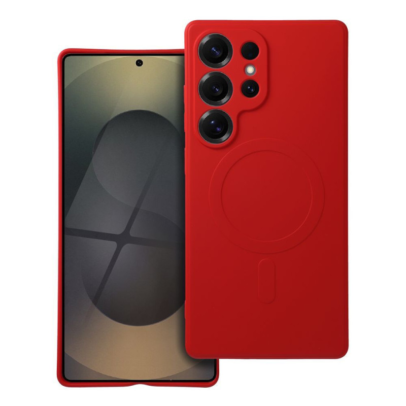 Case for Samsung S25 ULTRA Silicone Mag Cover compatible with MagSafe red Case for Samsung S25 ULTRA Silicone Mag Cover compatible with MagSafe red