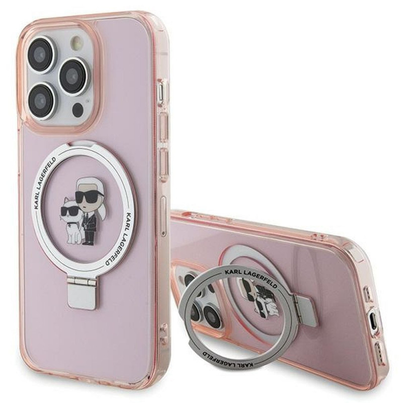 KARL LAGERFELD case for IPHONE 15 Pro comaptible with MagSafe KLHMP15LHMRSKCP (Ringstand KC) pink