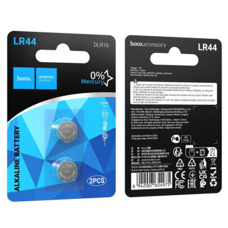 Alkaline battery LR44 Hoco DLR16 2 pcs