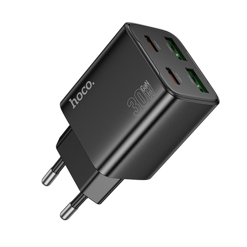 Phone charger Hoco 2 x USB C + 2 x USB A QC3.0 PD 3A 30W N56 black