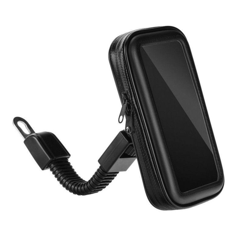 Motorcycle holder for mobile phone waterproof with zip ( 6,4" - 8" ) black