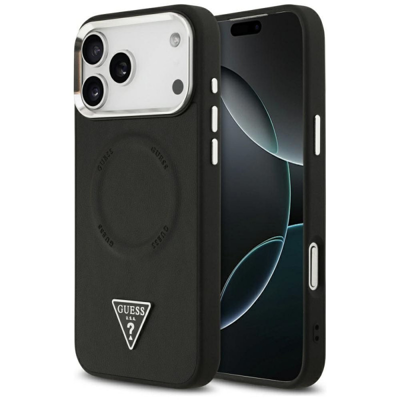 GUESS case for IPHONE 17 Pro Max compatible with MagSafe GUHMP17XPSDTSCMK (PU W/ Triangle Logo) black