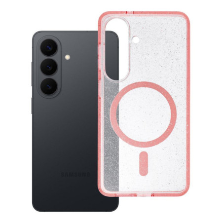 Case for Samsung S26 Clear Mag Cover (STR) compatible with MagSafe pink glitter