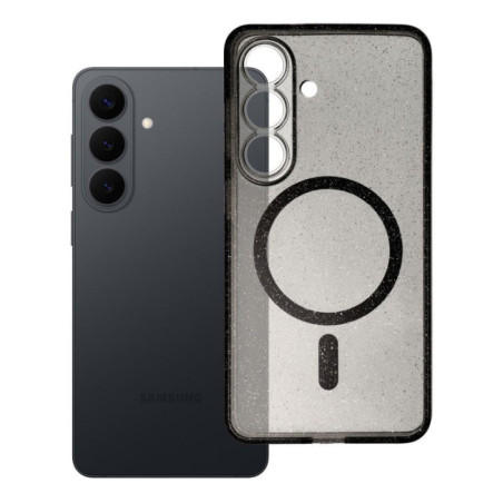 Case for Samsung S26 Clear Mag Cover compatible with MagSafe (STR / CAMERA PROTECTION) black glitter