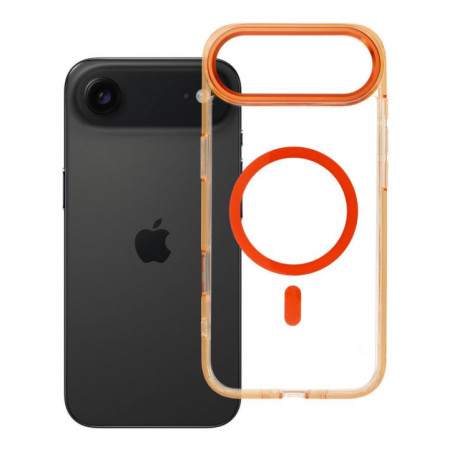 Case for iPhone 17 AIR Frame Clear Hybrid Mag Cover compatible with MagSafe hermes orange