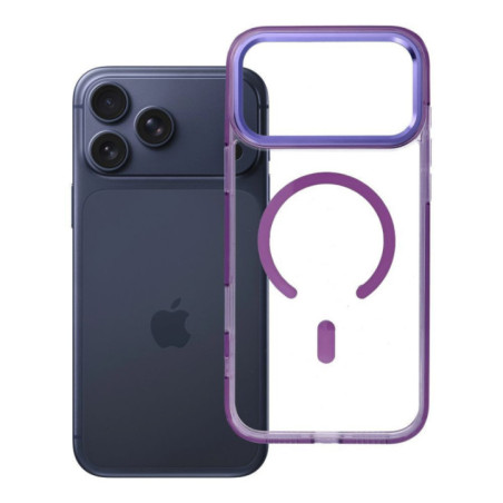 Case for iPhone 17 PRO  MAX Frame Clear Hybrid Mag Cover compatible with MagSafe purple