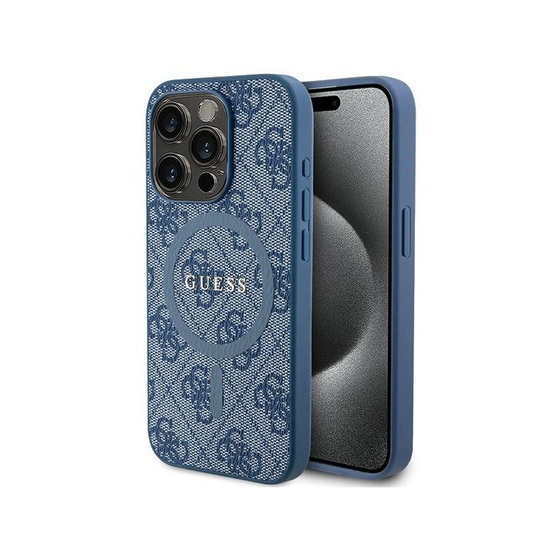 GUESS case for IPHONE 14 Pro compatible with MagSafe GUHMP14LG4GFRB (4G Ring classic logo) blue