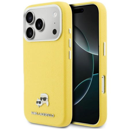 KARL LAGERFELD case for IPHONE 17 Pro compatible with MagSafe KLHMP17L6PFKCLY (PU FW W/ K&C Head Pin) yellow